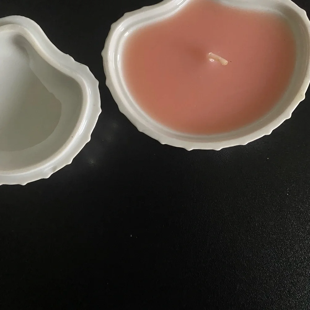 Vintage Ceramic Iridescent 4” Mini Shell-Shaped Scalloped Candle Holder